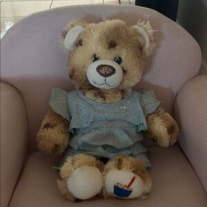 Build-A-Bear Brown Teddy in Sparkly Blue Dress